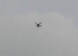 closeup shot of a drone that was executing very quick turns on all axis.